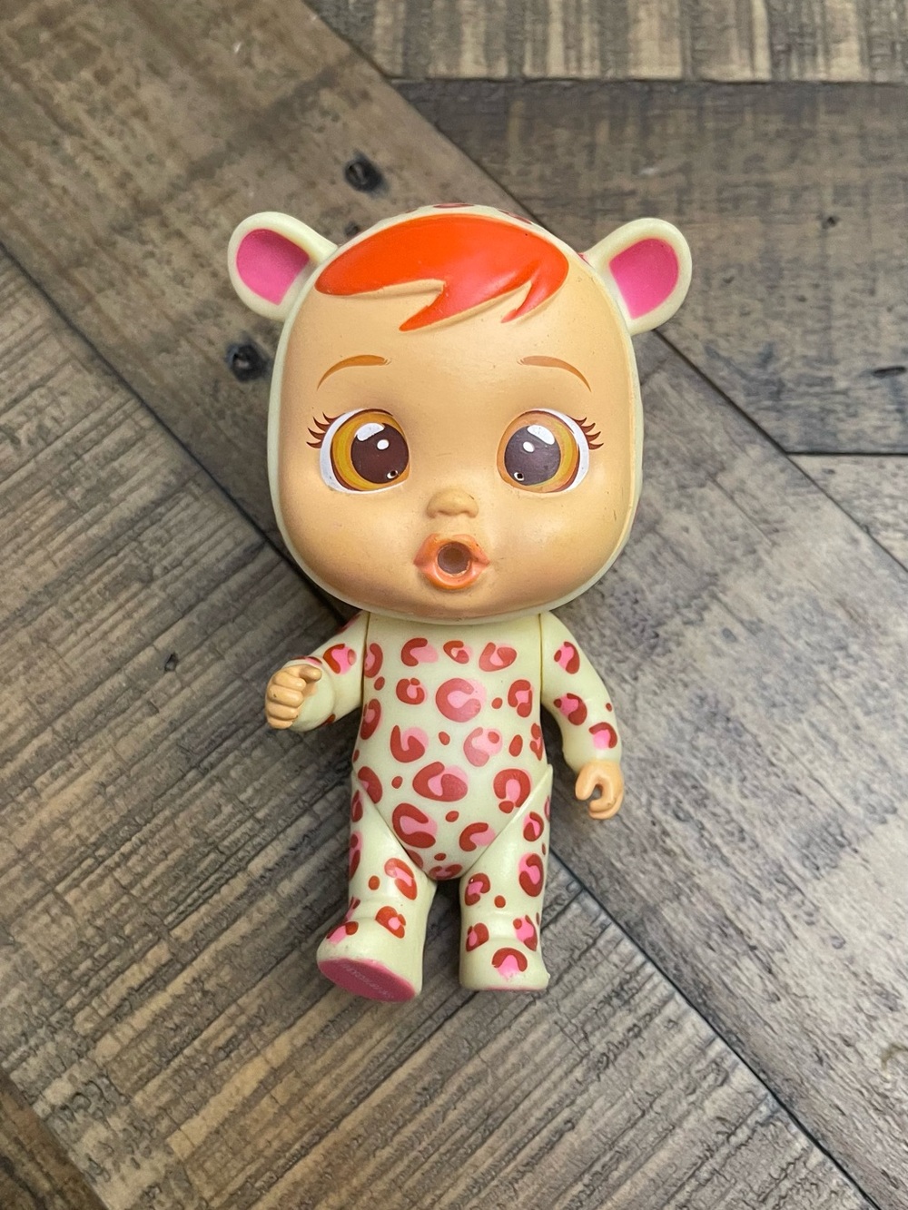 Cry Babies Magic Tears "Enchanted Edition" Lea doll in leopard print pajamas